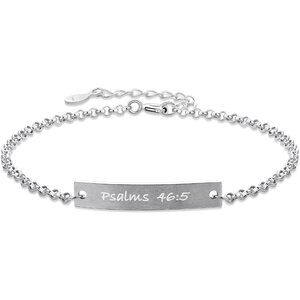 Christian Jewelry Bracelet Sterling Silver Psalm 46:5 Faith Gift for Women
